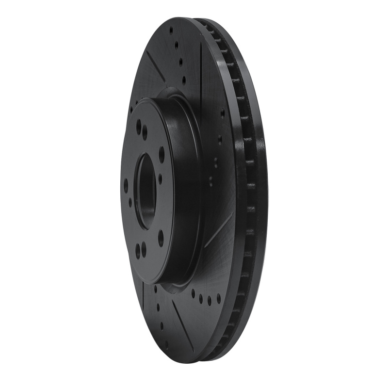 Honda Civic Brake Rotor (1) - Front Right - R1 Concepts - Drilled & Slotted - Black - `13-`25